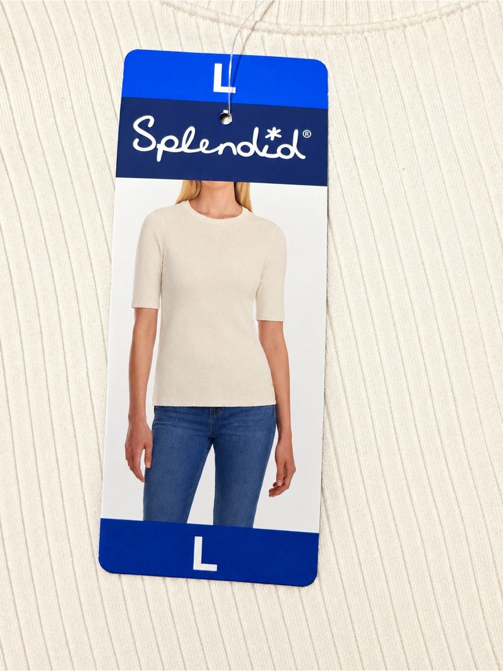 Splendid Cream Ribbed Short-Sleeve Tee - Picture 2 of 3